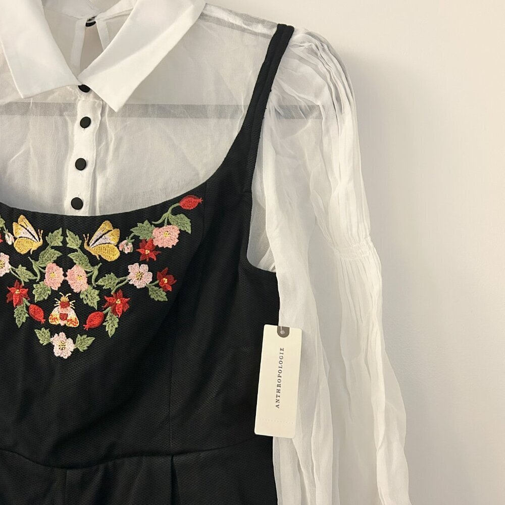 Anthropologie Maeve Long-Sleeve Embroidered Twofer Romper Size 2 NWT - Picture 14 of 15